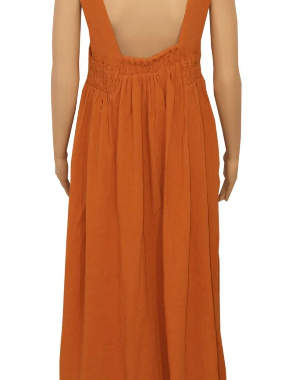 Free People Delphine Midi Dress Sleeveless Pull On Smocked Square Neck M